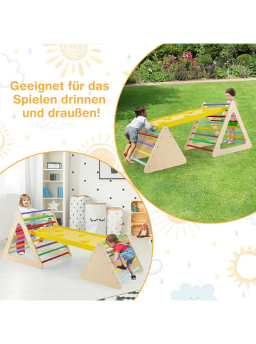 COSTWAY Klettergerüst Indoor inkl. 2 Kletterdreieck & Kletterleiter in Bunt