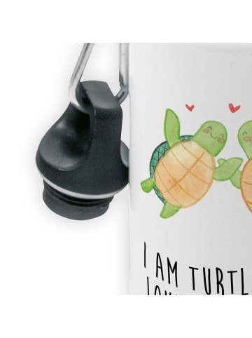 Mr. & Mrs. Panda Kindertrinkflasche Schildkröten Paar mit Spruch in Weiß