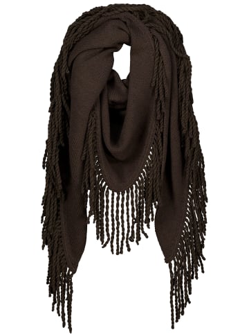 monari Fransen Schal aus Wolle in Dreiecksform in Black Coffee