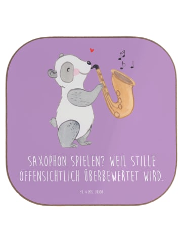 Mr. & Mrs. Panda Holzuntersetzer Saxophon Leidenschaft mit Spruch in Lavendeltraum