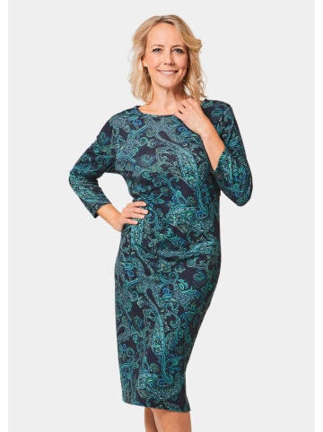 GOLDNER Elastisches Jerseykleid mit modischem Druck in marine / petrol / gemustert