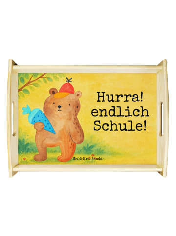 Tablett Bär Schultüte Design mit Spruch in Weiß