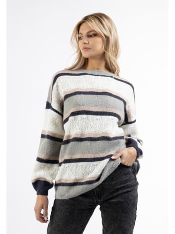 VIRITA Women Oversize Strick Pullover in Blau Mehrfarbig