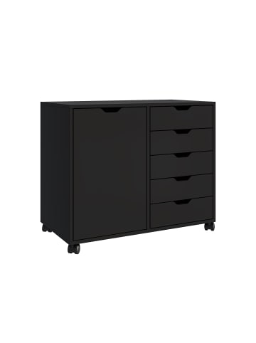 relaxdays Rollcontainer in Schwarz - (B)78 x (H)65 x (T)40 cm