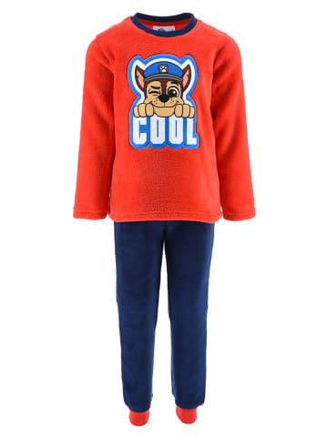 Paw Patrol 2tlg. Outfit: Schlafanzug Fleece Langarmshirt und Hose Chase in Rot