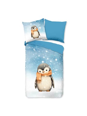Traumschlaf Bettwäsche Pinguin in blau