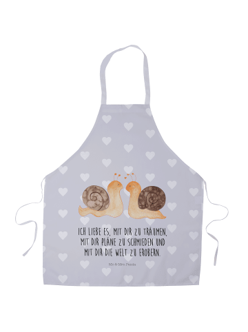 Mr. & Mrs. Panda Kochschürze Schnecken Liebe mit Spruch in Grau Pastell