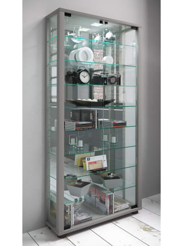 VCM  Glas Stand Vitrine Lumo Maxi Spiegel in Silber