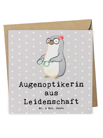 Mr. & Mrs. Panda Klappkarte Augenoptikerin Leidenschaft mit Spruch in Grau Pastell