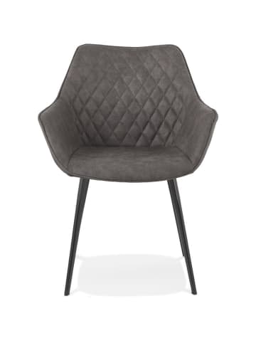 KADIMA DESIGN Esszimmerstuhl Mikrofaser Gepolstert, Metallbeine, Polsterstuhl in Anthrazit