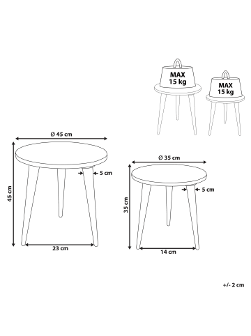 Beliani 2er-Set Tisch Set UDAY in Braun/Weiß