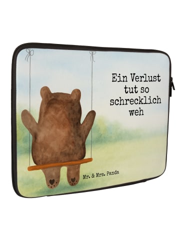 Mr. & Mrs. Panda Laptop Tasche Bär Schaukel Design mit Spruch in Weiß