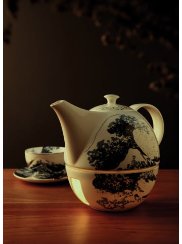 Goebel Teekanne mit Stövchen " Hokusai- Die Große Welle " in Bunt