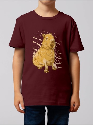 wat? Apparel T-Shirt Capybara in Weinrot