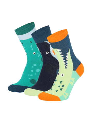 Yuhu Jungen Socken mit Tieren 3er Pack Motivsocken in Grün