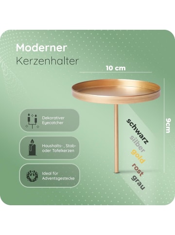 Novaliv 12X Kerzenpick Flach Gold 10cm Durchmesser I Kerzenteller mit Dorn Met in Gold