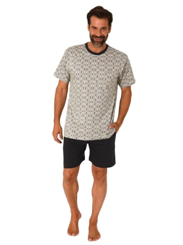 NORMANN Kurzarm Schlafanzug Pyjama Shorty - 84422 in dunkelgrau