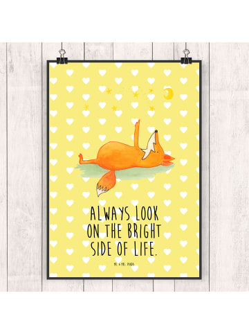 Mr. & Mrs. Panda Wandschmuck Fuchs Sterne mit Spruch in Gelb Pastell