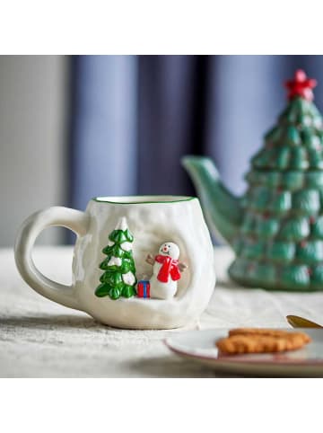 Bloomingville Becher RYNE Weiß Weihnachtsbecher Schneemann & Lebkuchenmann 2er Set