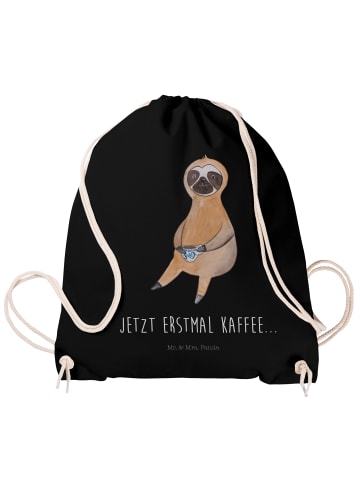 Mr. & Mrs. Panda Beutel Faultier Kaffee mit Spruch in Schwarz