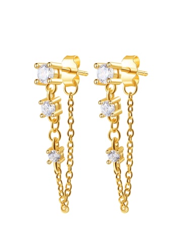 Hey Happiness Vergold. Ohrringe mit Zirkonia Kette 925 Sterlingsilber in Gold