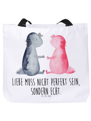 Mr. & Mrs. Panda Tote Bag Axolotl Liebe mit Spruch in Weiß