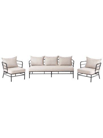 Beliani 11-tlg Sitzgruppe PONZONE in Beige/Schwarz