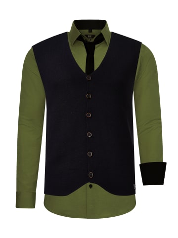 Rusty Neal Hemd mit Weste und Krawatte in Khaki