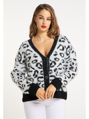 faina Damen Strickjacke in Wollweiss Schwarz
