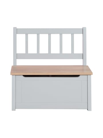 roba Kinderbank Woody – Spielzeugtruhe Holz natur & Taupe, mit Deckelbremse