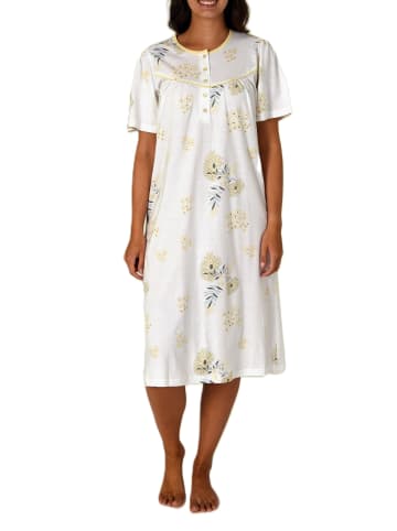 NORMANN kurzarm Nachthemd Design Knopfleiste am Hals - 85450 in vanille