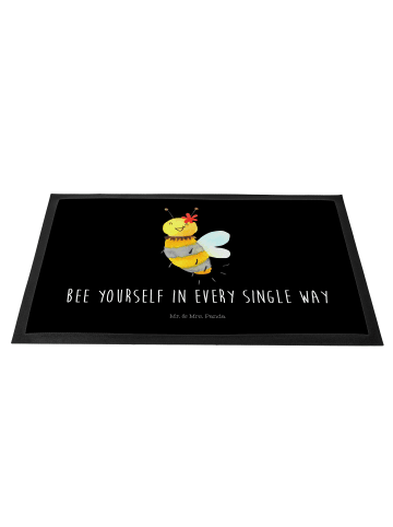 Mr. & Mrs. Panda Bodenvorleger Biene Blume mit Spruch in Schwarz