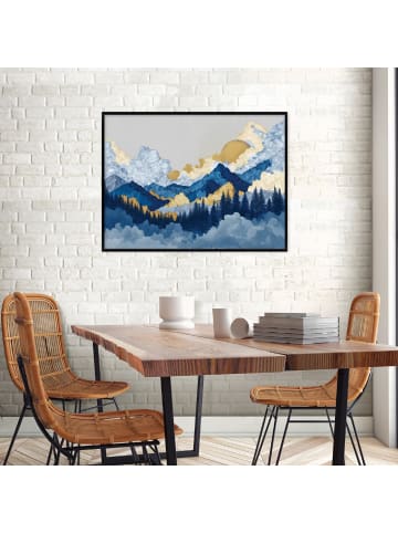 WALLARENA Bild mit Rahmen Berge in Blau