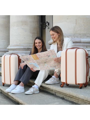 FERGÉ Kofferset Hartschale 3-teilig Hartschale 3 teilig Koffer Set MILANO in beige