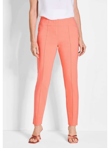GOLDNER Schlupfhose Orange Hose LOUISA mit Biesen in pfirsich