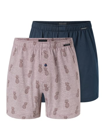Schiesser Boxershorts Singel-Jersey in Dunkelblau / rot