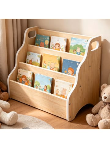 relaxdays Kinder-Bücherregal "3 Fächer" in Weiß – (B)51 x (H)31 x (T)28 cm