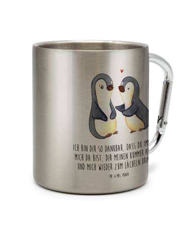 Mr. & Mrs. Panda Thermobecher Pinguine trösten mit Spruch in Silber