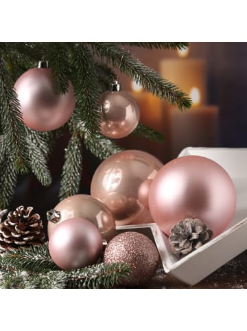 MARELIDA 26er Set Christbaumkugel Weihnachtskugel bruchfest matt glänzend in rosa