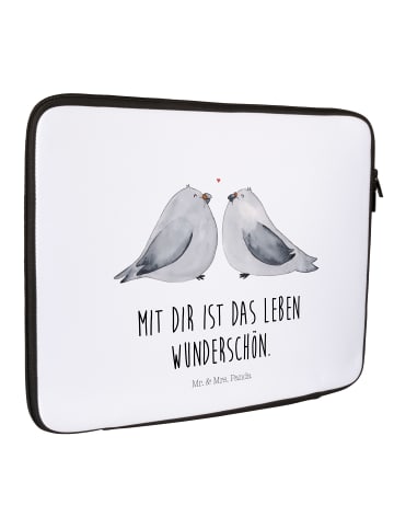 Mr. & Mrs. Panda Notebook Tasche Turteltauben Liebe mit Spruch in Weiß