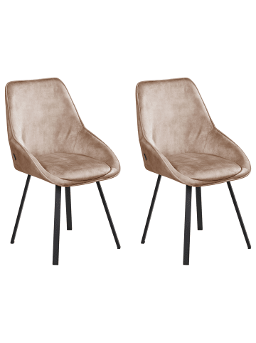 Beliani 2er-Set Esszimmerstuhl TERLTON in Beige/Schwarz