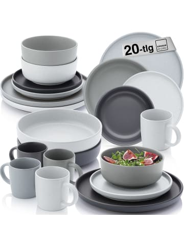 Sänger 20-tlg. Kombiservice Leeds in Grau aus Steingut