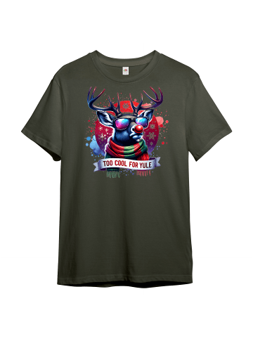 PAULGOS Herren T-Shirt, cooler Rudolph in Olive