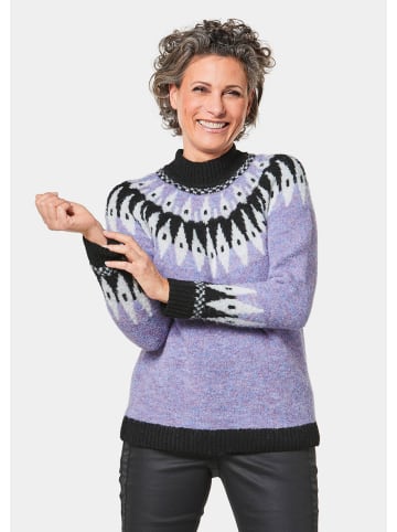 GOLDNER Pullover Norweger-Pullover mit wärmender Schurwolle in opalflieder / gemustert