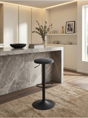 KADIMA DESIGN Barhocker Samt Dunkelgrau Hocker ohne Lehne 58 - 79 cm in Grau