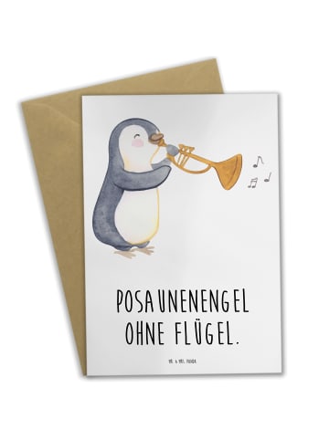 Mr. & Mrs. Panda Klappkarte Engel Posaune mit Spruch in Weiß