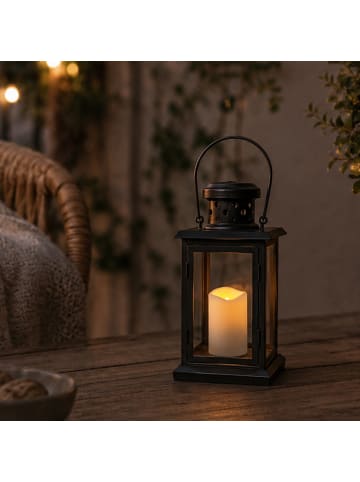 MARELIDA LED Mini Kerze für Außen Timer Sensor bis 750 Std. H: 10cm D: 5cm in weiß