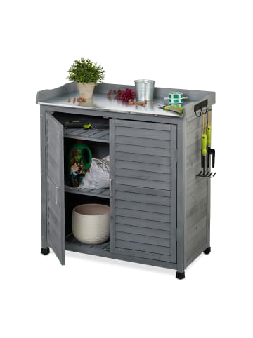 relaxdays Pflanztisch in Grau - (B)90 x (H)92 x (T)45 cm