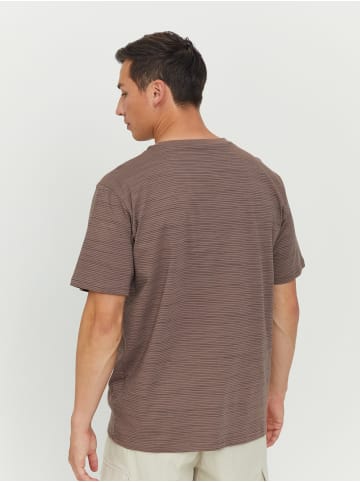 MAZINE T-Shirt Keith Striped T in deep taupe/black