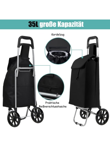 COSTWAY 35L Einkaufstrolley klappbar in Schwarz